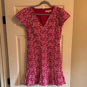 LOFT Fuchsia and White Floral Mini Dress